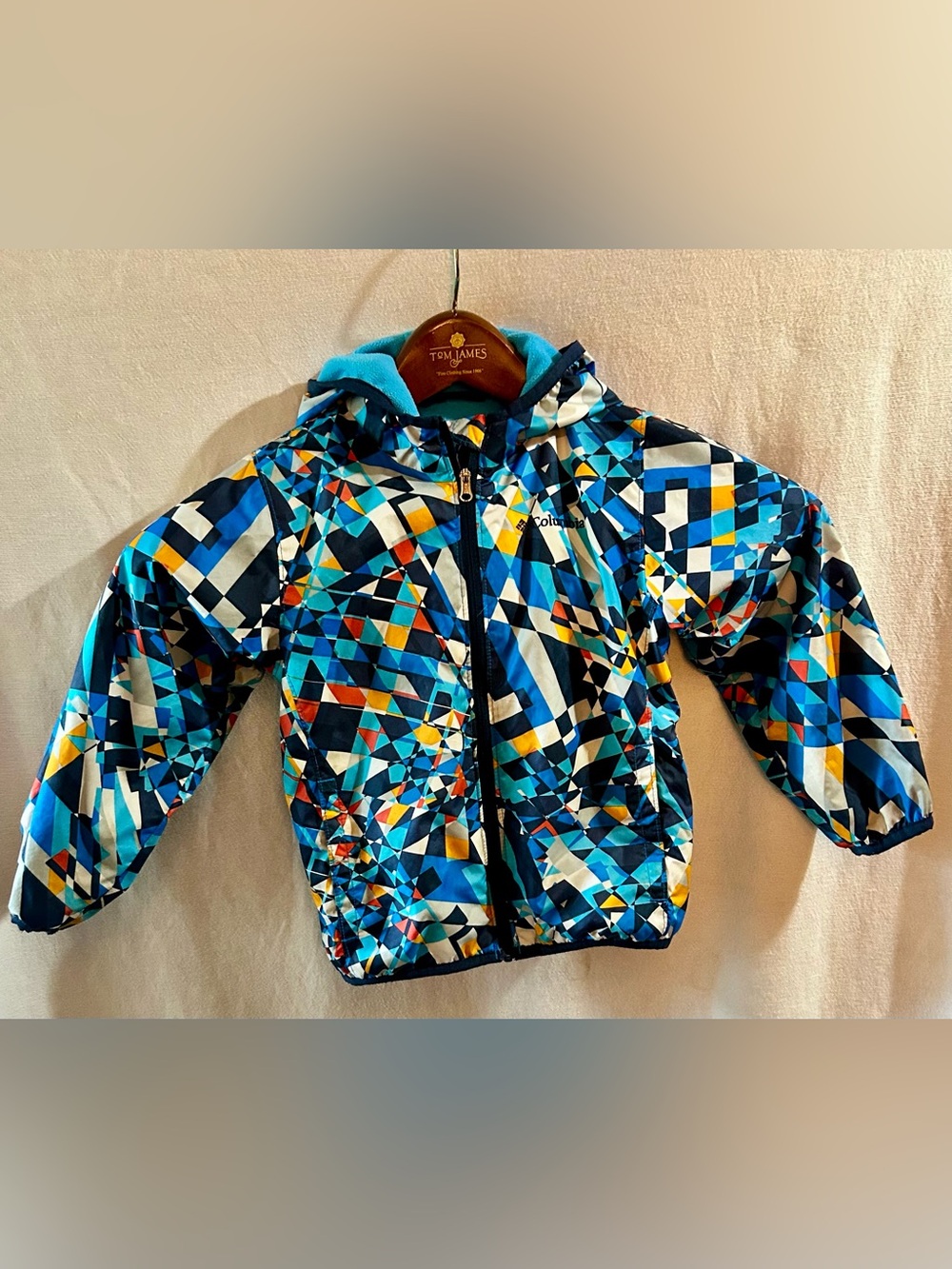 Reversible Columbia 4T Toddler Geometric Print Jacket Fleece Blue